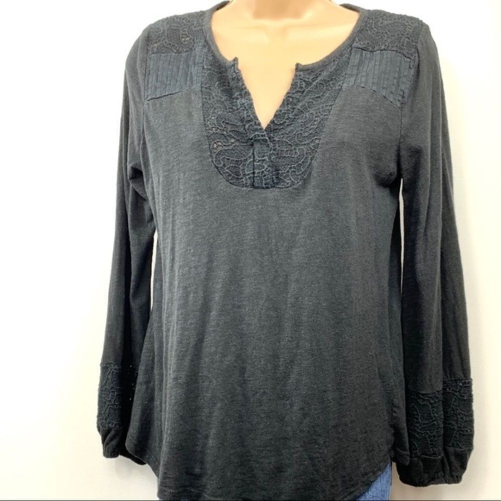 Lucky Brand Black Embroidered Top